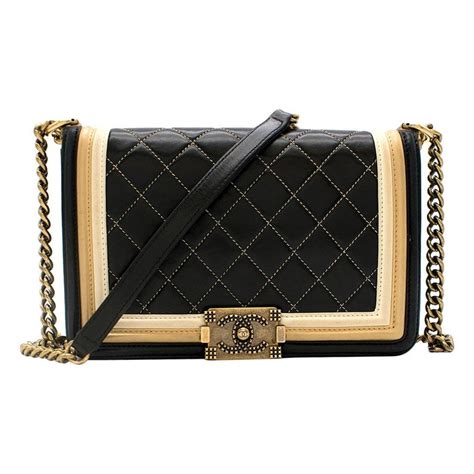 black and gold chanel boy bag|chanel black boyfriend bag.